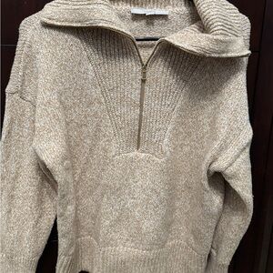 Loft tan half zip long sleeve sweater